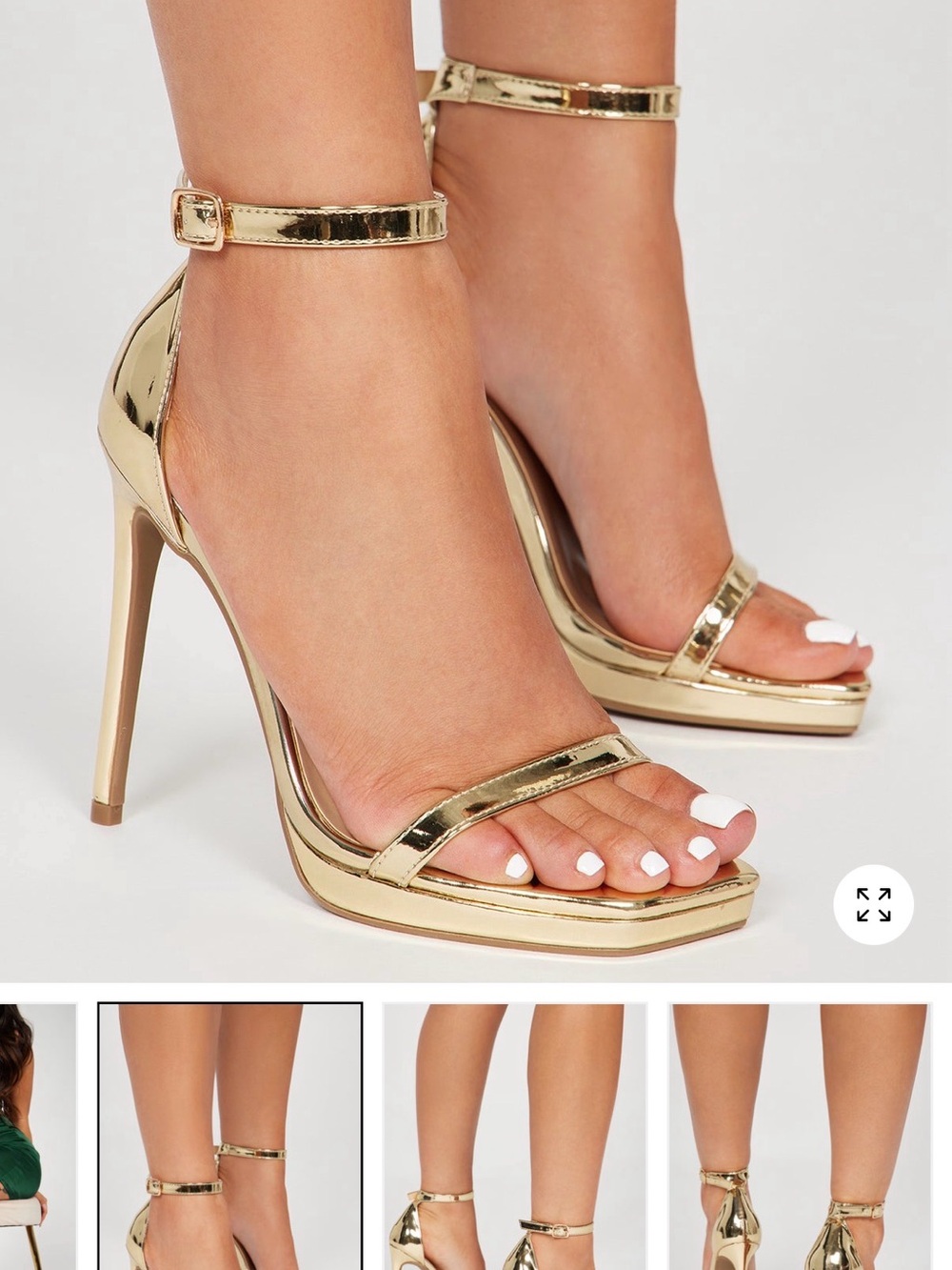 Gold Ankle-Strap Stiletto Sandals - Women's High Heel